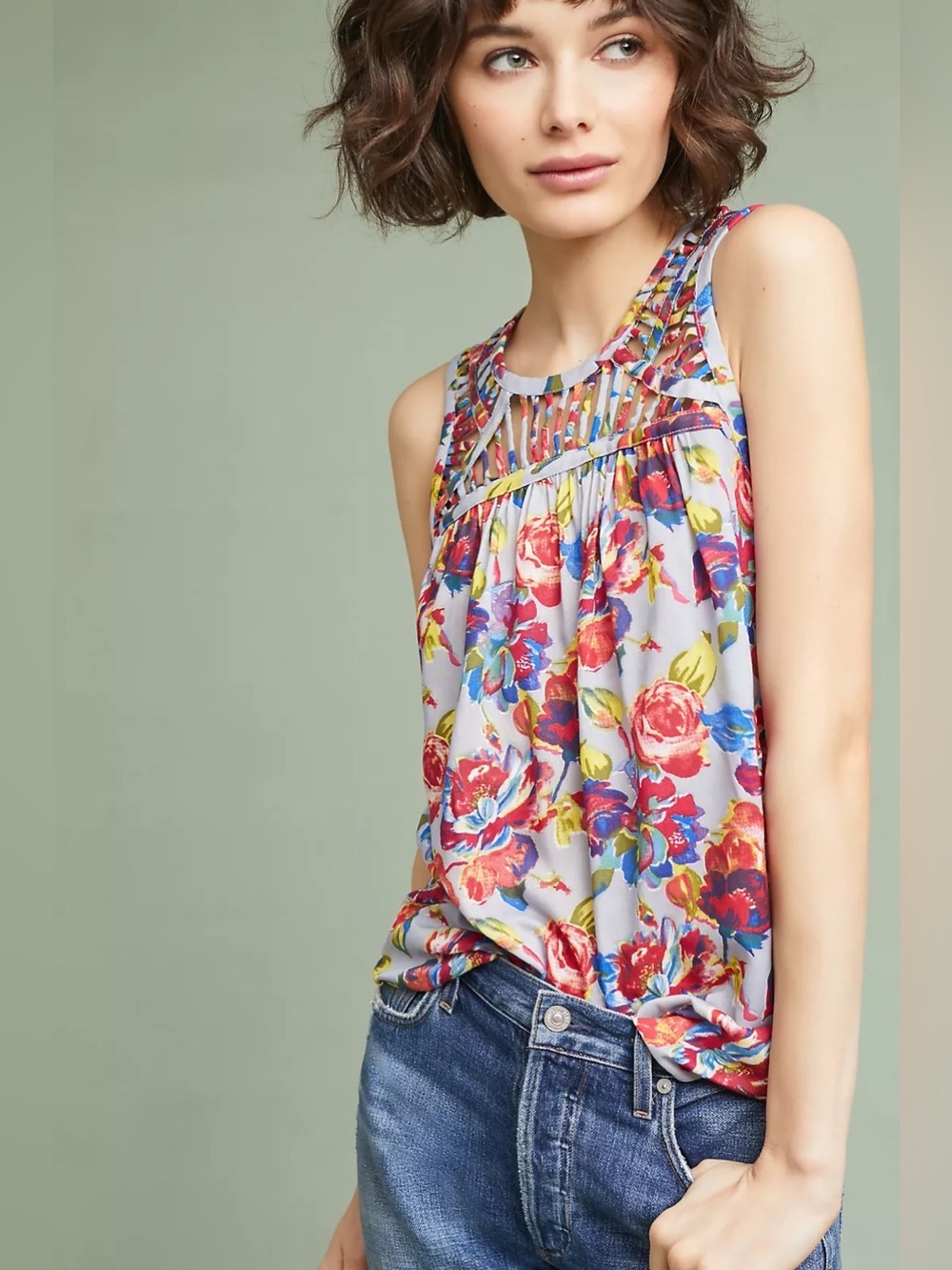 Ranna Gill by Anthropologie Faye Floral Top Size Small